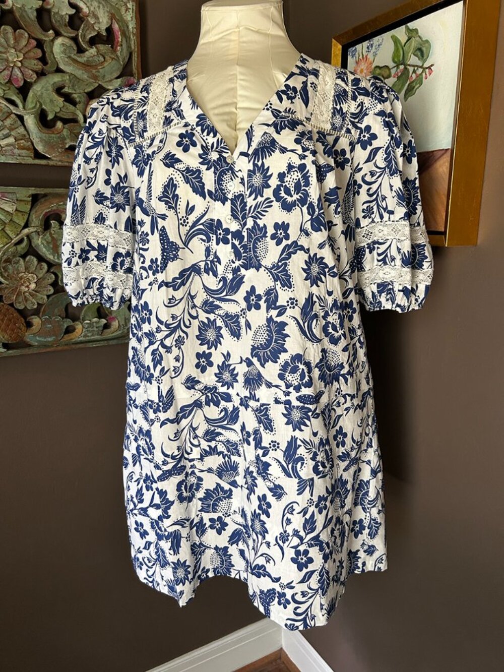 PINCH Blue and White Floral Dress - NWT